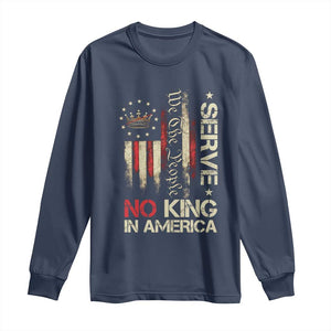 Funny We The People Serve No King In American Long Sleeve Shirt Vintage Betsy Ross Flag TS11 Navy Print Your Wear