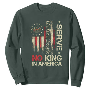 Funny We The People Serve No King In American Sweatshirt Vintage Betsy Ross Flag TS11 Dark Forest Green Print Your Wear