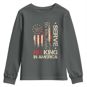 Funny We The People Serve No King In American Youth Sweatshirt Vintage Betsy Ross Flag TS11 Dark Heather Print Your Wear