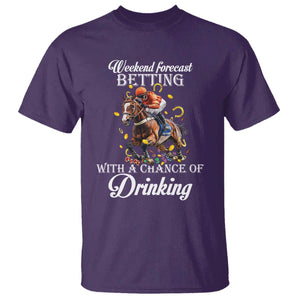 Funny Weekend Forecast Betting With A Chance Of Drinking T Shirt Horse Racing TS11 Purple Print Your Wear