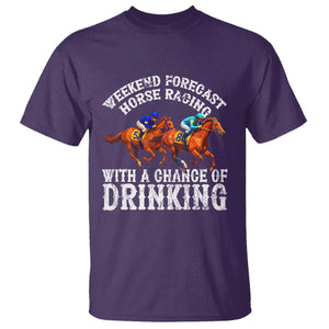 Funny Weekend Forecast Horse Racing With A Chance Of Drinking T Shirt TS11 Purple Print Your Wear