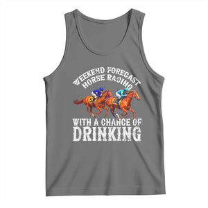 Funny Weekend Forecast Horse Racing With A Chance Of Drinking Tank Top TS11 Black Heather Print Your Wear