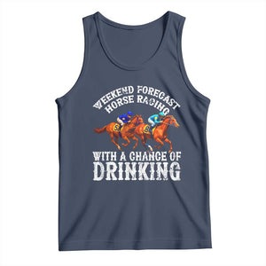 Funny Weekend Forecast Horse Racing With A Chance Of Drinking Tank Top TS11 Navy Print Your Wear