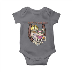 Funny Western Easter Day Baby Onesie Howdy Easter Country Cowboy Bunny Horseshoe TS11 Charcoal Print Your Wear