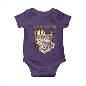 Funny Western Easter Day Baby Onesie Howdy Easter Country Cowboy Bunny Horseshoe TS11 Purple Print Your Wear