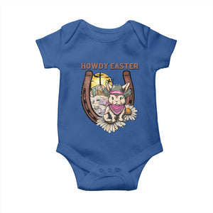 Funny Western Easter Day Baby Onesie Howdy Easter Country Cowboy Bunny Horseshoe TS11 Royal Blue Print Your Wear