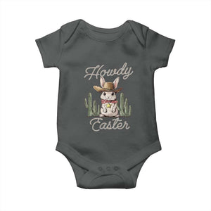 Funny Western Easter Day Baby Onesie Howdy Easter Country Cowboy Bunny TS11 Dark Heather Print Your Wear
