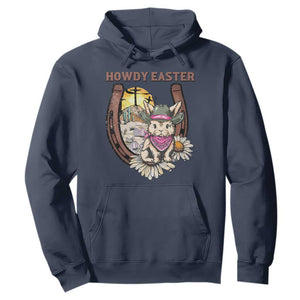 Funny Western Easter Day Hoodie Howdy Easter Country Cowboy Bunny Horseshoe TS11 Navy Print Your Wear