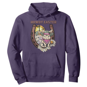 Funny Western Easter Day Hoodie Howdy Easter Country Cowboy Bunny Horseshoe TS11 Purple Print Your Wear