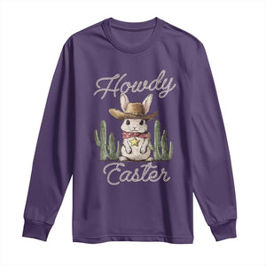 Funny Western Easter Day Long Sleeve Shirt Howdy Easter Country Cowboy Bunny TS11 Purple Print Your Wear