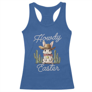 Funny Western Easter Day Racerback Tank Top Howdy Easter Country Cowboy Bunny TS11 Royal Blue Print Your Wear