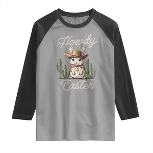 Funny Western Easter Day Raglan Shirt Howdy Easter Country Cowboy Bunny TS11 Sport Gray Black Print Your Wear