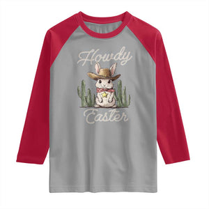 Funny Western Easter Day Raglan Shirt Howdy Easter Country Cowboy Bunny TS11 Sport Gray Red Print Your Wear