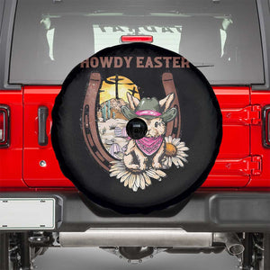 Funny Western Easter Day Spare Tire Cover Howdy Easter Country Cowboy Bunny Horseshoe TS11 Black Print Your Wear