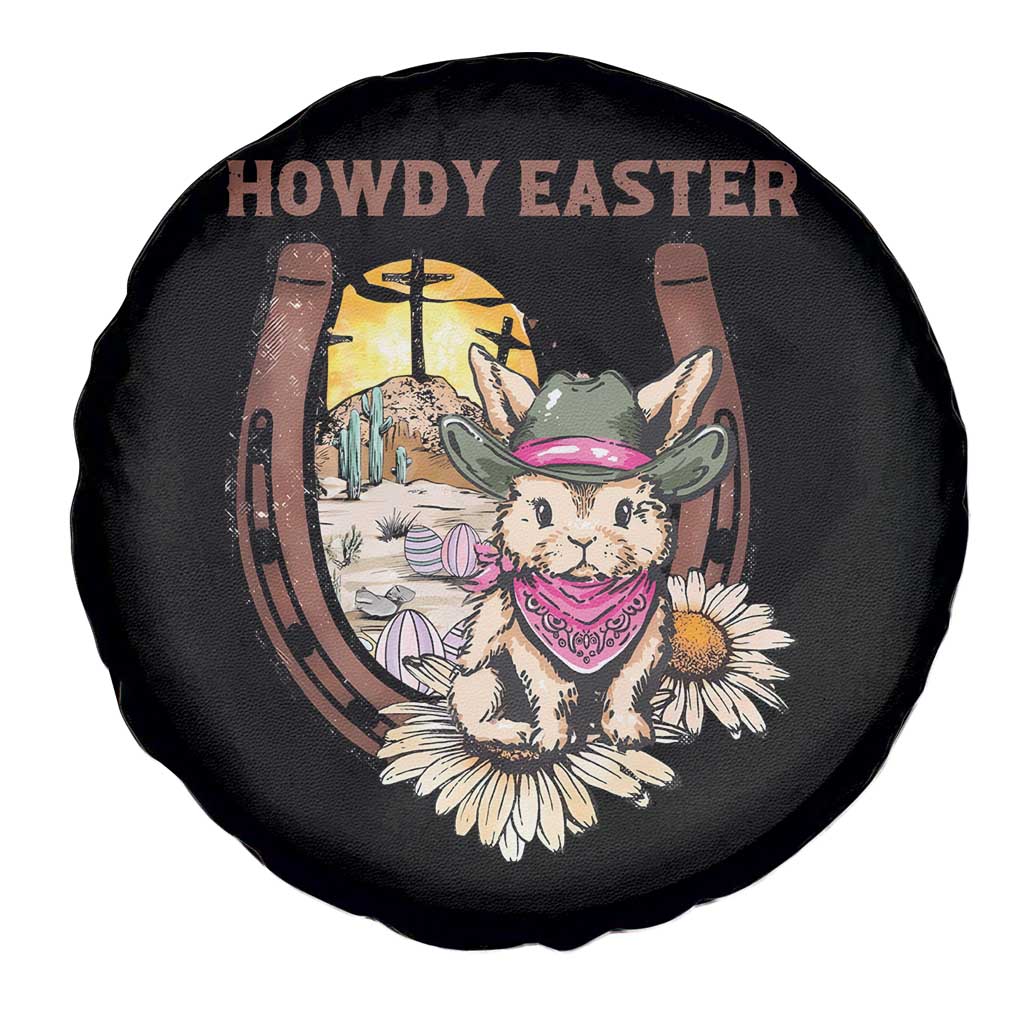 Funny Western Easter Day Spare Tire Cover Howdy Easter Country Cowboy Bunny Horseshoe TS11 Print Your Wear