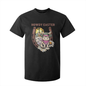 Funny Western Easter Day T Shirt For Kid Howdy Easter Country Cowboy Bunny Horseshoe TS11 Black Print Your Wear