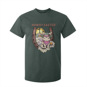 Funny Western Easter Day T Shirt For Kid Howdy Easter Country Cowboy Bunny Horseshoe TS11 Dark Forest Green Print Your Wear