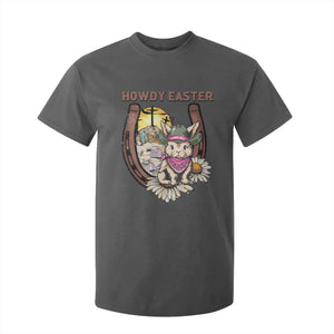 Funny Western Easter Day T Shirt For Kid Howdy Easter Country Cowboy Bunny Horseshoe TS11 Dark Heather Print Your Wear