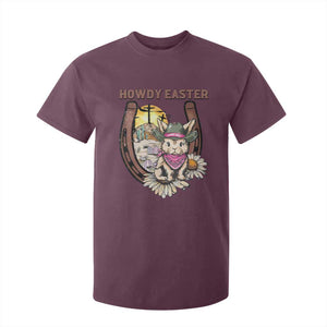 Funny Western Easter Day T Shirt For Kid Howdy Easter Country Cowboy Bunny Horseshoe TS11 Maroon Print Your Wear