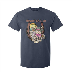 Funny Western Easter Day T Shirt For Kid Howdy Easter Country Cowboy Bunny Horseshoe TS11 Navy Print Your Wear