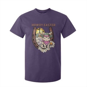 Funny Western Easter Day T Shirt For Kid Howdy Easter Country Cowboy Bunny Horseshoe TS11 Purple Print Your Wear