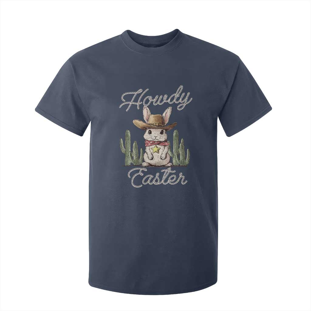 Funny Western Easter Day T Shirt For Kid Howdy Easter Country Cowboy Bunny TS11 Navy Print Your Wear