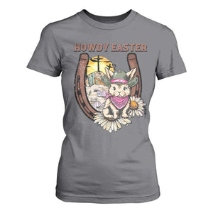 Funny Western Easter Day T Shirt For Women Howdy Easter Country Cowboy Bunny Horseshoe TS11 Charcoal Print Your Wear