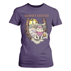 Funny Western Easter Day T Shirt For Women Howdy Easter Country Cowboy Bunny Horseshoe TS11 Purple Print Your Wear