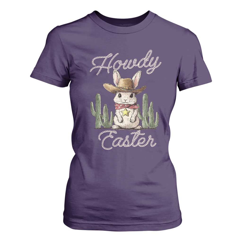 Funny Western Easter Day T Shirt For Women Howdy Easter Country Cowboy Bunny TS11 Purple Print Your Wear