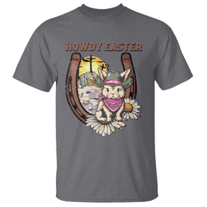 Funny Western Easter Day T Shirt Howdy Easter Country Cowboy Bunny Horseshoe TS11 Charcoal Print Your Wear
