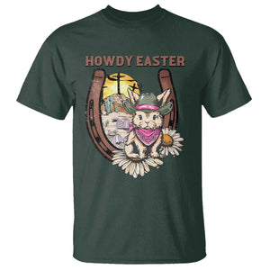 Funny Western Easter Day T Shirt Howdy Easter Country Cowboy Bunny Horseshoe TS11 Dark Forest Green Print Your Wear
