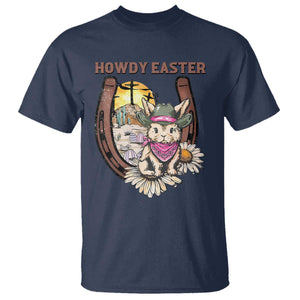 Funny Western Easter Day T Shirt Howdy Easter Country Cowboy Bunny Horseshoe TS11 Navy Print Your Wear