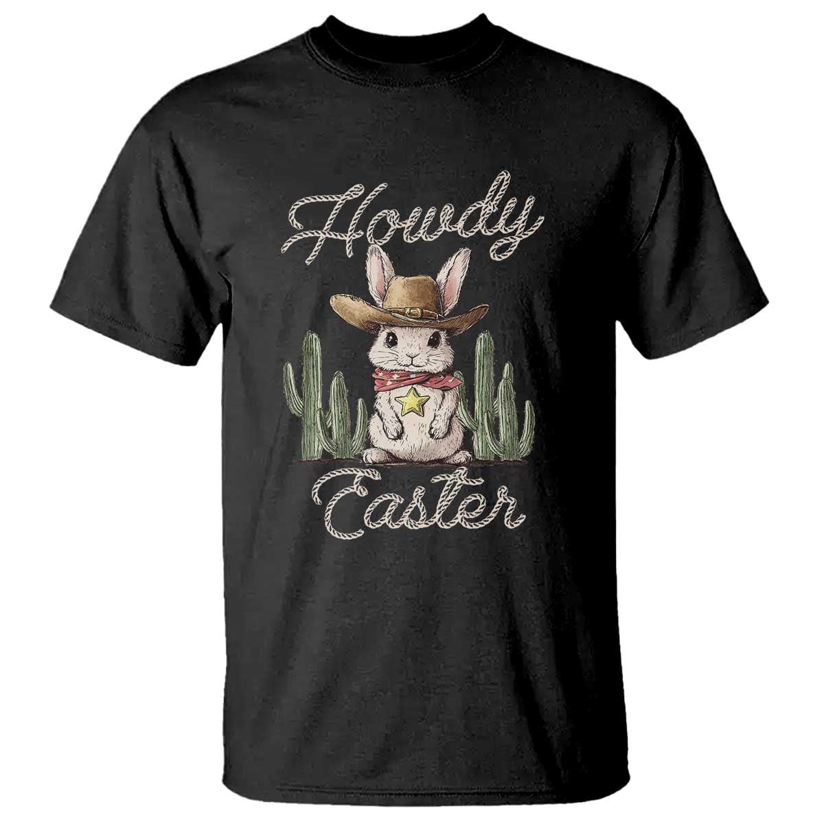 Funny Western Easter Day T Shirt Howdy Easter Country Cowboy Bunny TS11 Black Print Your Wear
