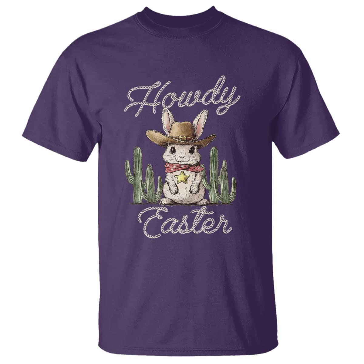 Funny Western Easter Day T Shirt Howdy Easter Country Cowboy Bunny TS11 Purple Print Your Wear