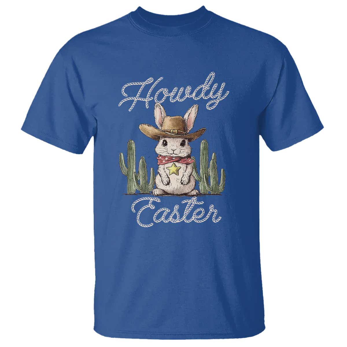 Funny Western Easter Day T Shirt Howdy Easter Country Cowboy Bunny TS11 Royal Blue Print Your Wear