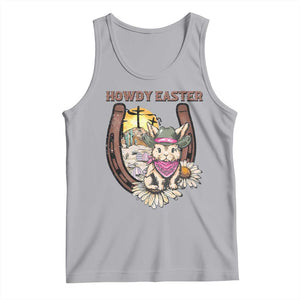 Funny Western Easter Day Tank Top Howdy Easter Country Cowboy Bunny Horseshoe TS11 Athletic Heather Print Your Wear