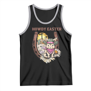 Funny Western Easter Day Tank Top Howdy Easter Country Cowboy Bunny Horseshoe TS11 Black Athletic Heather Print Your Wear