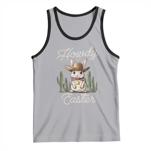 Funny Western Easter Day Tank Top Howdy Easter Country Cowboy Bunny TS11 Athletic Heather Black Print Your Wear