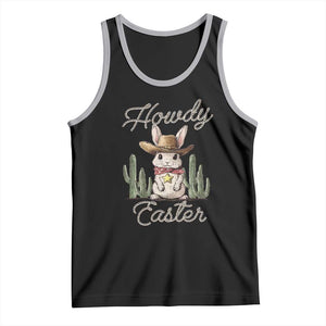 Funny Western Easter Day Tank Top Howdy Easter Country Cowboy Bunny TS11 Black Athletic Heather Print Your Wear