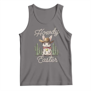 Funny Western Easter Day Tank Top Howdy Easter Country Cowboy Bunny TS11 Deep Heather Print Your Wear