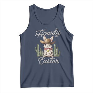 Funny Western Easter Day Tank Top Howdy Easter Country Cowboy Bunny TS11 Navy Print Your Wear