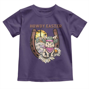 Funny Western Easter Day Toddler T Shirt Howdy Easter Country Cowboy Bunny Horseshoe TS11 Purple Print Your Wear