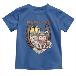 Funny Western Easter Day Toddler T Shirt Howdy Easter Country Cowboy Bunny Horseshoe TS11 Royal Blue Print Your Wear