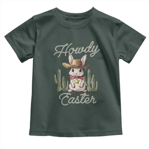 Funny Western Easter Day Toddler T Shirt Howdy Easter Country Cowboy Bunny TS11 Dark Forest Green Print Your Wear