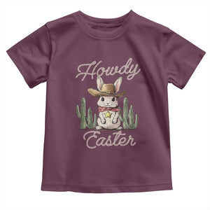 Funny Western Easter Day Toddler T Shirt Howdy Easter Country Cowboy Bunny TS11 Maroon Print Your Wear