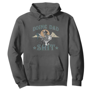 Funny Western Father Doing Dad Shit Hoodie Cowboy Skeleton Toilet Dad Jokes Father's Day TS11 Dark Heather Print Your Wear