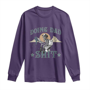Funny Western Father Doing Dad Shit Long Sleeve Shirt Cowboy Skeleton Toilet Dad Jokes Father's Day TS11 Purple Print Your Wear