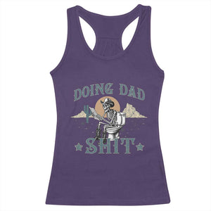 Funny Western Father Doing Dad Shit Racerback Tank Top Cowboy Skeleton Toilet Dad Jokes Father's Day TS11 Purple Print Your Wear