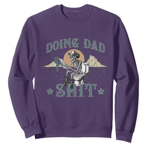 Funny Western Father Doing Dad Shit Sweatshirt Cowboy Skeleton Toilet Dad Jokes Father's Day TS11 Purple Print Your Wear