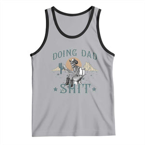 Funny Western Father Doing Dad Shit Tank Top Cowboy Skeleton Toilet Dad Jokes Father's Day TS11 Athletic Heather Black Print Your Wear